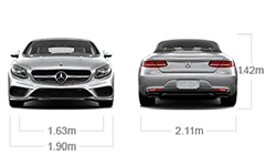 model front and back view diensions