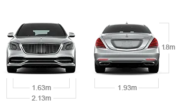 model front and back view diensions