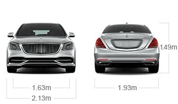 model front and back view diensions