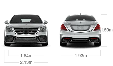 model front and back view diensions