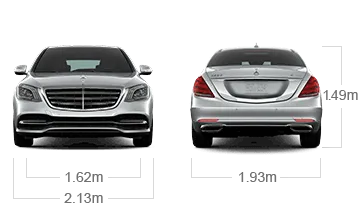 model front and back view diensions