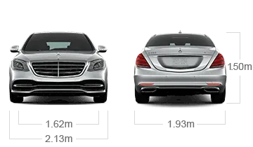 model front and back view diensions