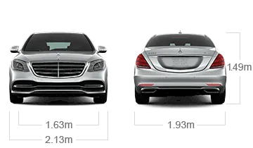 model front and back view diensions