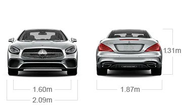 model front and back view diensions