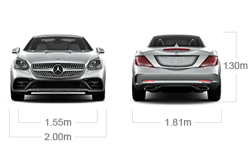 model front and back view diensions