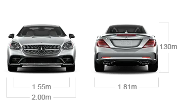 model front and back view diensions