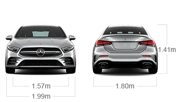 model front and back view diensions