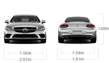 model front and back view diensions