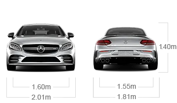 model front and back view diensions