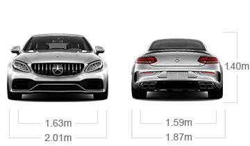 model front and back view diensions