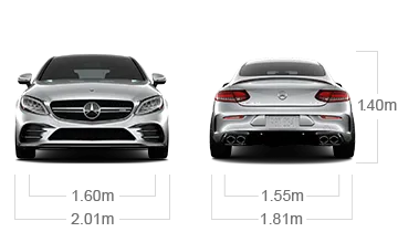 model front and back view diensions