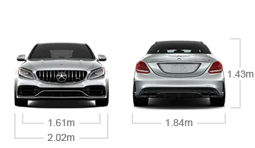 model front and back view diensions