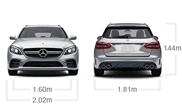 model front and back view diensions