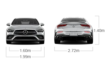 model front and back view diensions