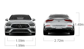 model front and back view diensions