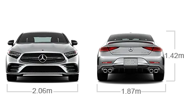 model front and back view diensions