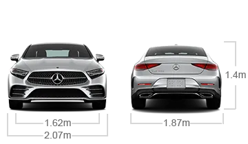 model front and back view diensions