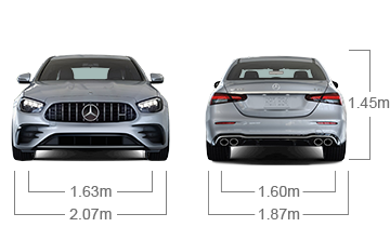 model front and back view diensions