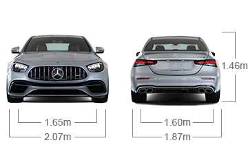 model front and back view diensions