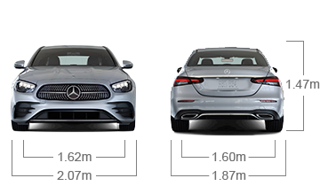 model front and back view diensions