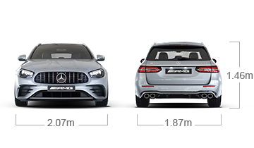 model front and back view diensions