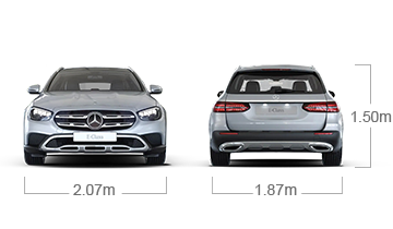 model front and back view diensions