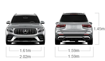 model front and back view diensions