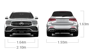 model front and back view diensions