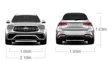 model front and back view diensions