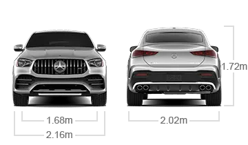 model front and back view diensions