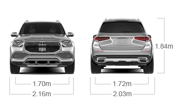 model front and back view diensions