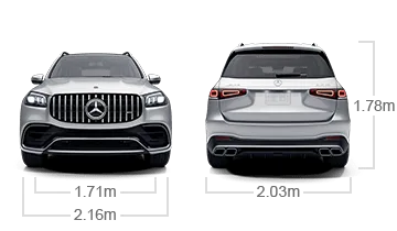 model front and back view diensions