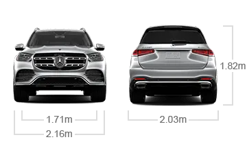 model front and back view diensions
