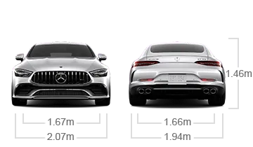 model front and back view diensions