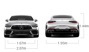model front and back view diensions