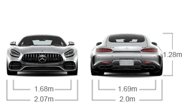 model front and back view diensions