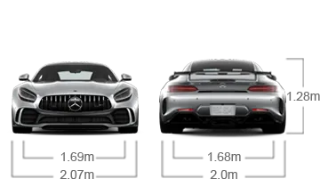 model front and back view diensions