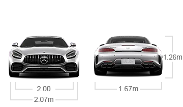model front and back view diensions