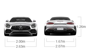model front and back view diensions