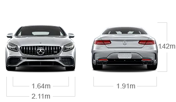 model front and back view diensions