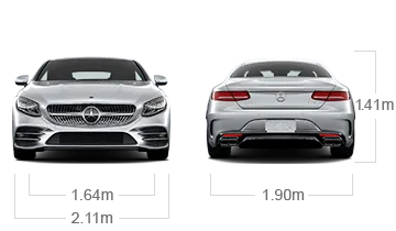 model front and back view diensions