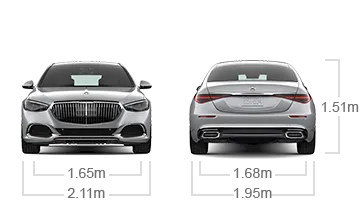 model front and back view diensions