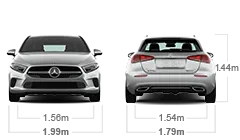 model front and back view diensions