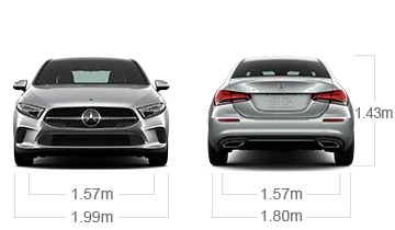 model front and back view diensions