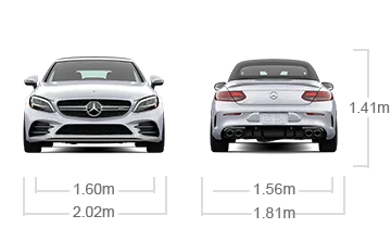 model front and back view diensions