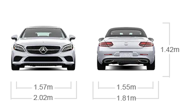model front and back view diensions