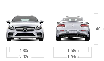 model front and back view diensions