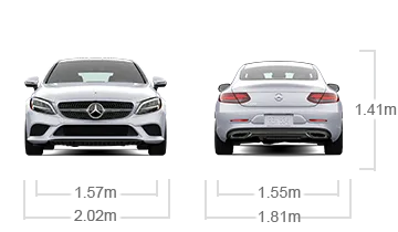 model front and back view diensions