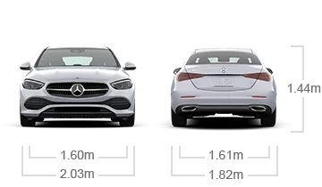 model front and back view diensions