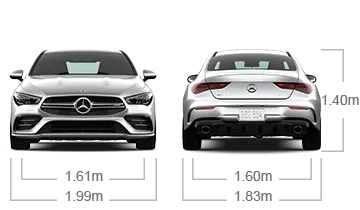 model front and back view diensions